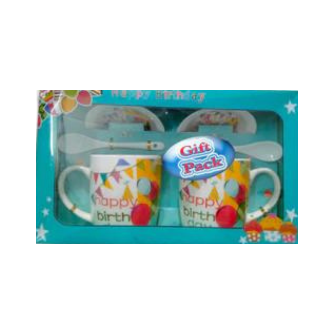 Happy Birthday Coffee Mugs & Spoons N5