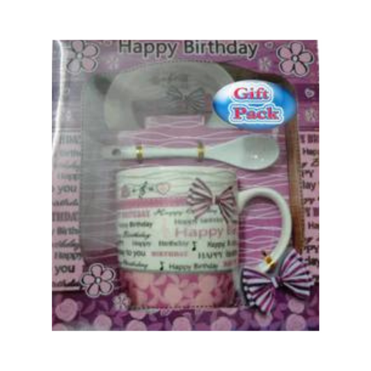 Happy Birthday Coffee Mug, Spoon & Saucer N4