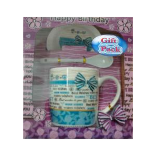 Happy Birthday Coffee Mug, Spoon & Saucer N1