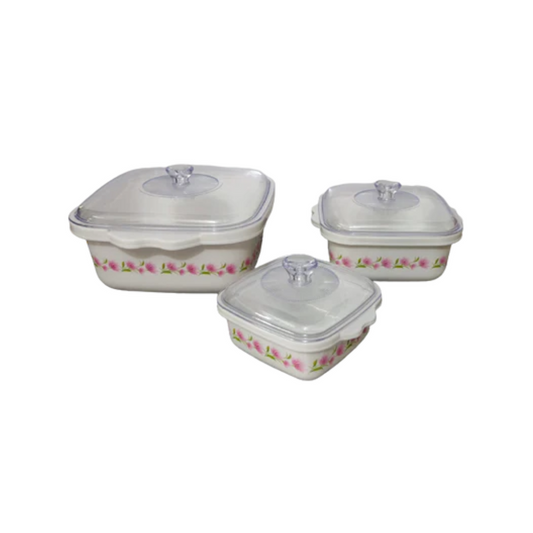 Nayasa Microwave Safe Square 3pcs Casserole Set