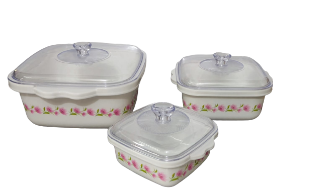 Nayasa Microwave Safe Square 3pcs Casserole Set