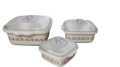 Nayasa Microwave Safe Square 3pcs Casserole Set