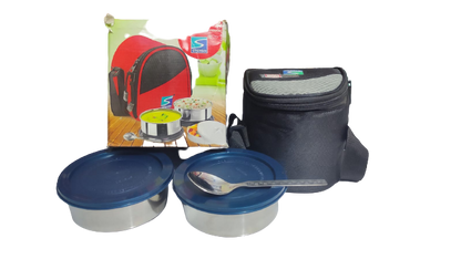 Stenso Indigo-2 Steel Lunch Box With Pouch