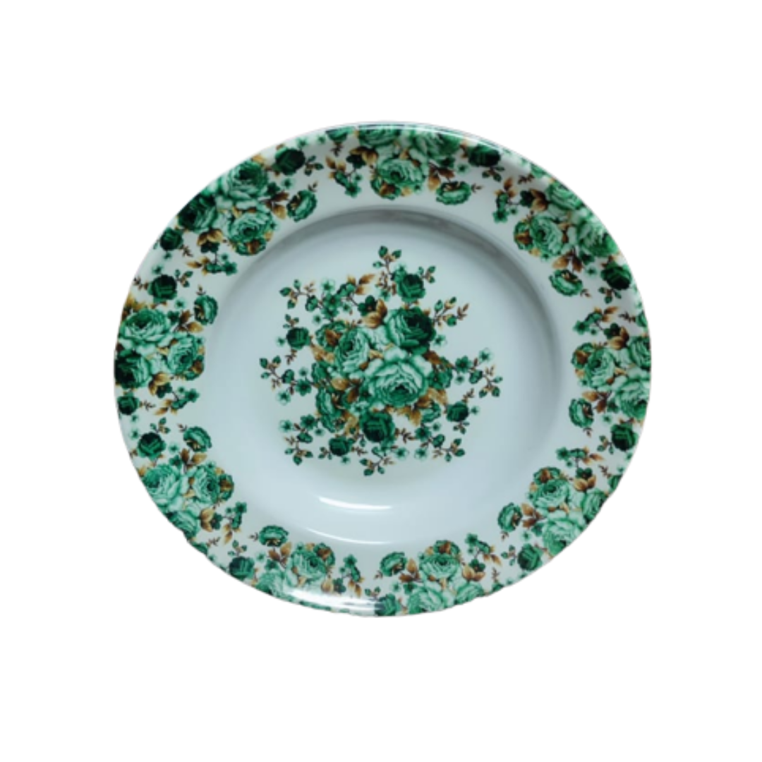 Swiss O Ware Round Green Rose Full Plate