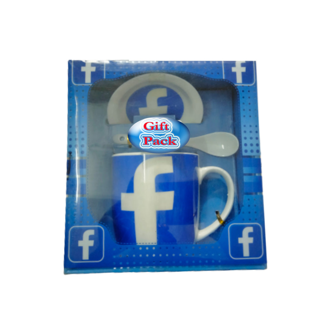 Facebook Coffee Mug, Spoon & Saucer